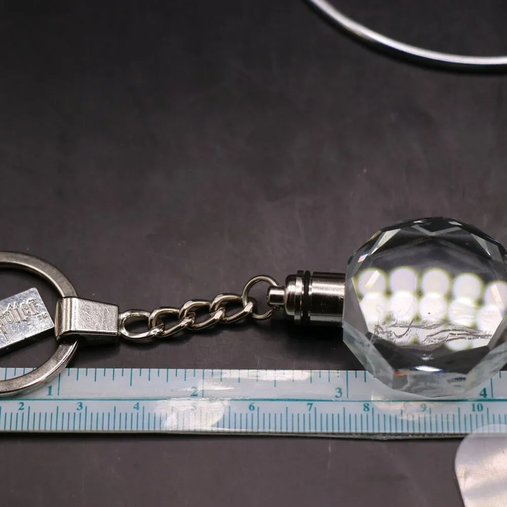 Vintage Harry Potter Transparent Glass With Laser Etched Deer Light Up Keychain